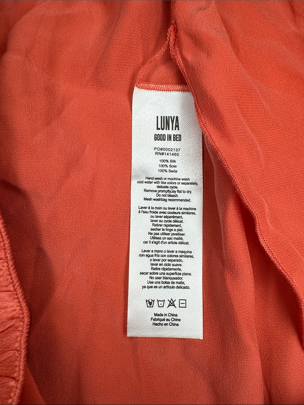 lunya Coral Satin Lounge Shorts 100% Silk - M - Picture 4 of 6